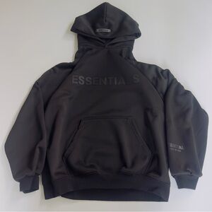 Essentials Fear of God Hoodie Mens Large Black Boxy Fit Pullover Streetwear